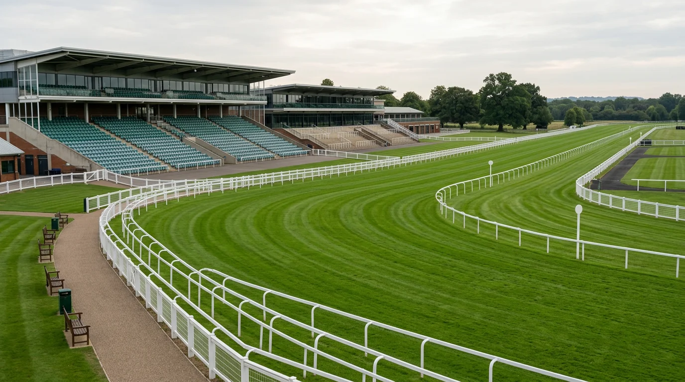 Empty Windsor Racecourse grandstand weeks before a feature race meeting