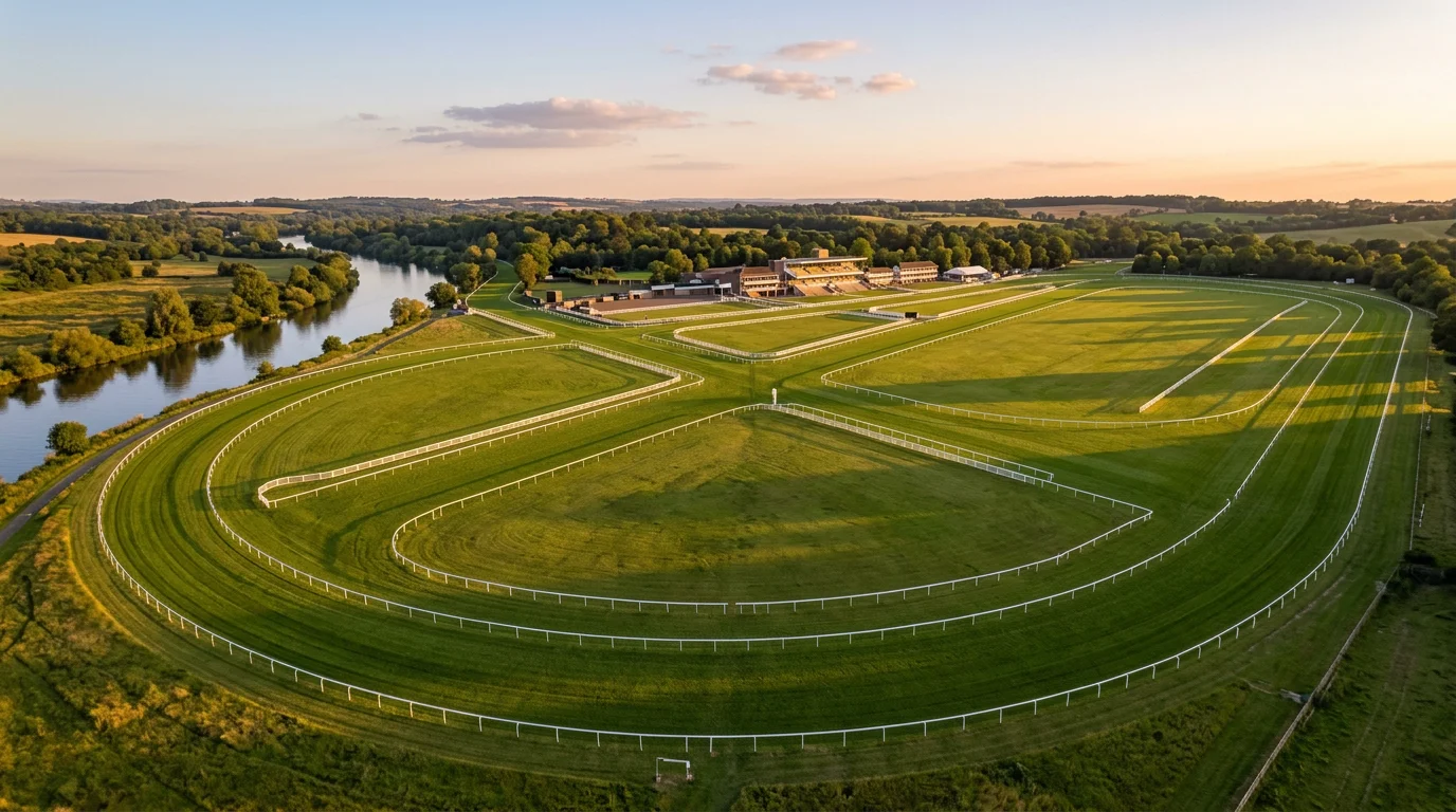 Windsor Racecourse figure-of-eight track layout aerial view with River Thames for horse racing betting guide 2026